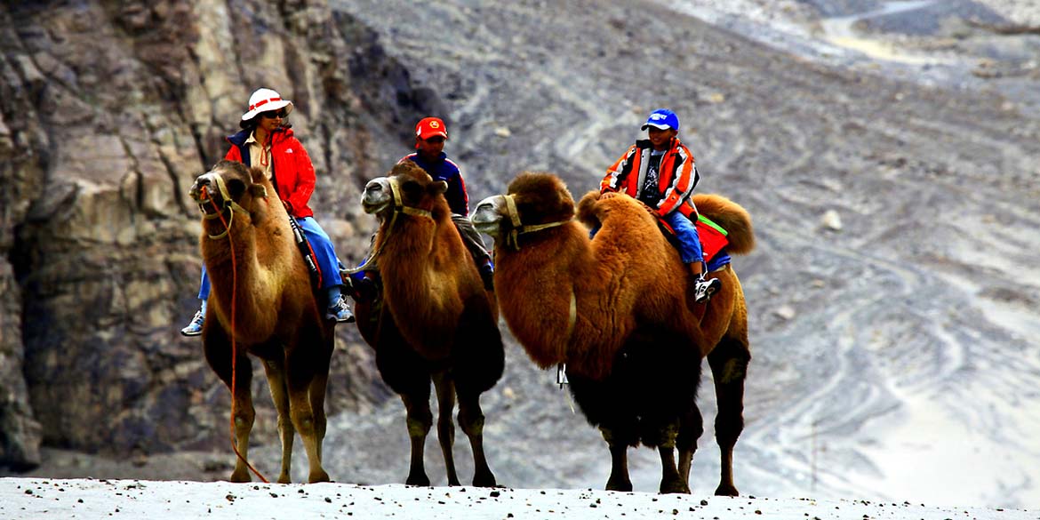 LEH - Nubra Valley at HUNDER (average altitude 3048 M / 10,000 ft) 130 km / 5 hrs